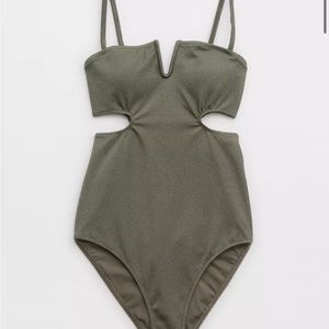 Aerie one piece swimsuit NWT size medium washed olive